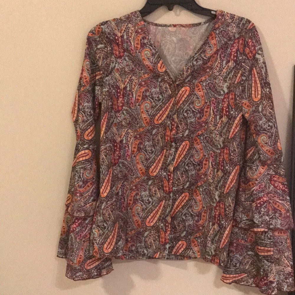 Long sleeve paisley boho inspired top